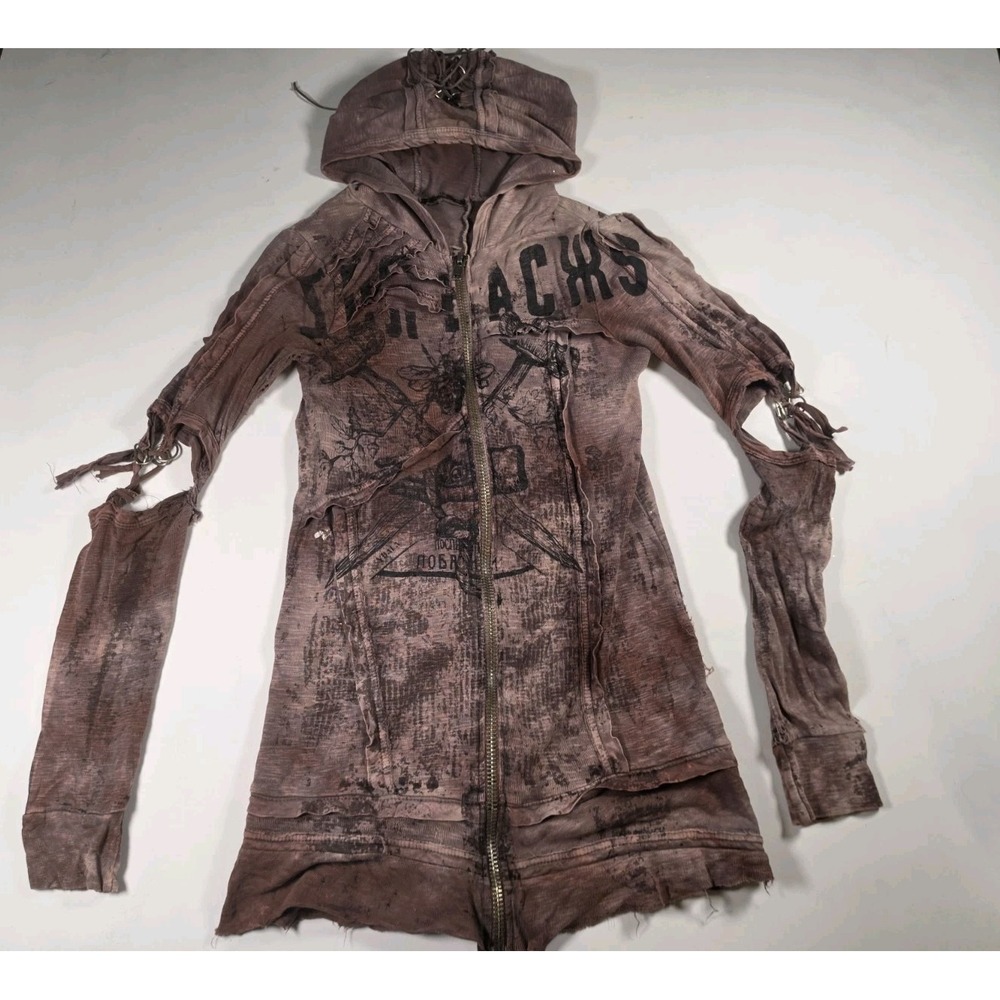 Salvage Y2K Distressed Jacket Womans Small Pink Hoodie Vintage